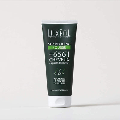 Luxéol Hair Density Shampoo tube on white background.