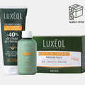 Luxéol hair care products including shampoo, bottle, and box on a white background from progressive hair loss