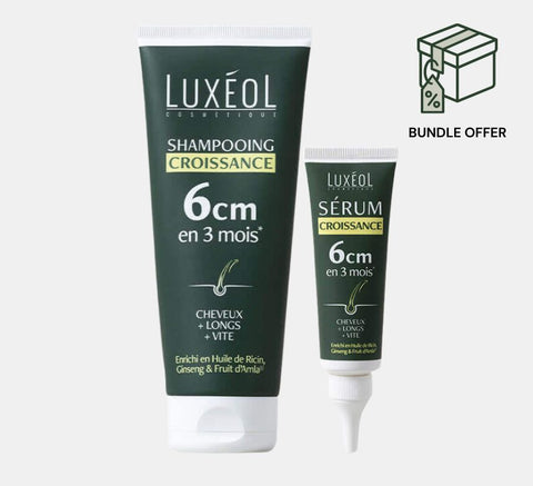 Hair growth shampoo and serum on white background its main image